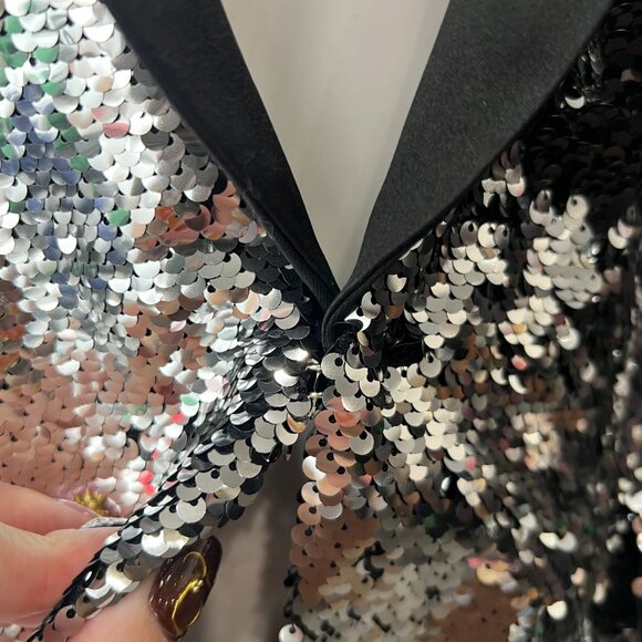 $1320 Golden Goose Silver Sequin Blazer Jacket size IT 42/6 - Picture 5 of 13